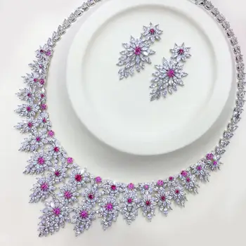 

GODKI Luxury Lucky Flower Green CZ Jewelry Set For Women Wedding Necklace Earring Set Cubic Zircon Dubai Bridal jewelry Set 2020