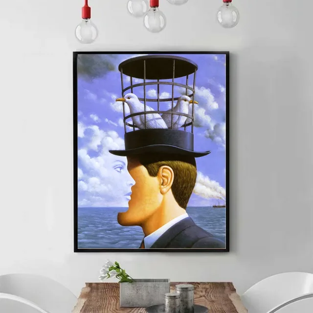 Rene Magritte his Classic Hat Painting Printed on Canvas 1