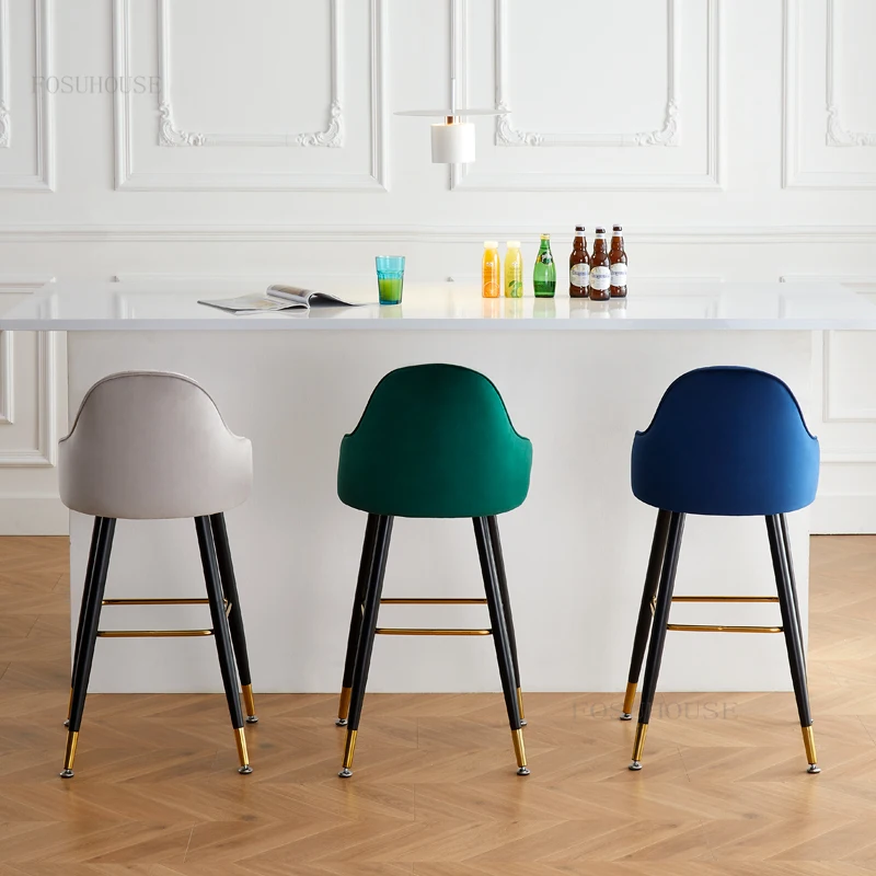 Nordic Creative Bar Chairs Kitchen Furniture Backrest High Bar Stools Minimalist Modern Armchair Hotel Front Desk Chair