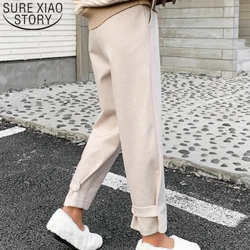 

Autumn and Winter women pants 2019 Plus Size Pants High Waist Broad Legs Straight Harem Pants Trousers Solid Button Fly 6997 50