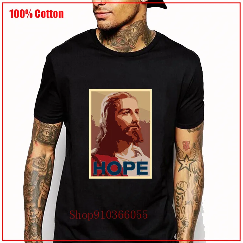 New 2020 Fashion Hot T-Shirt Summer Style Funny Jesus HOPE Quote Printed Graphic T shirt Designs man plus size cotton t | Мужская одежда