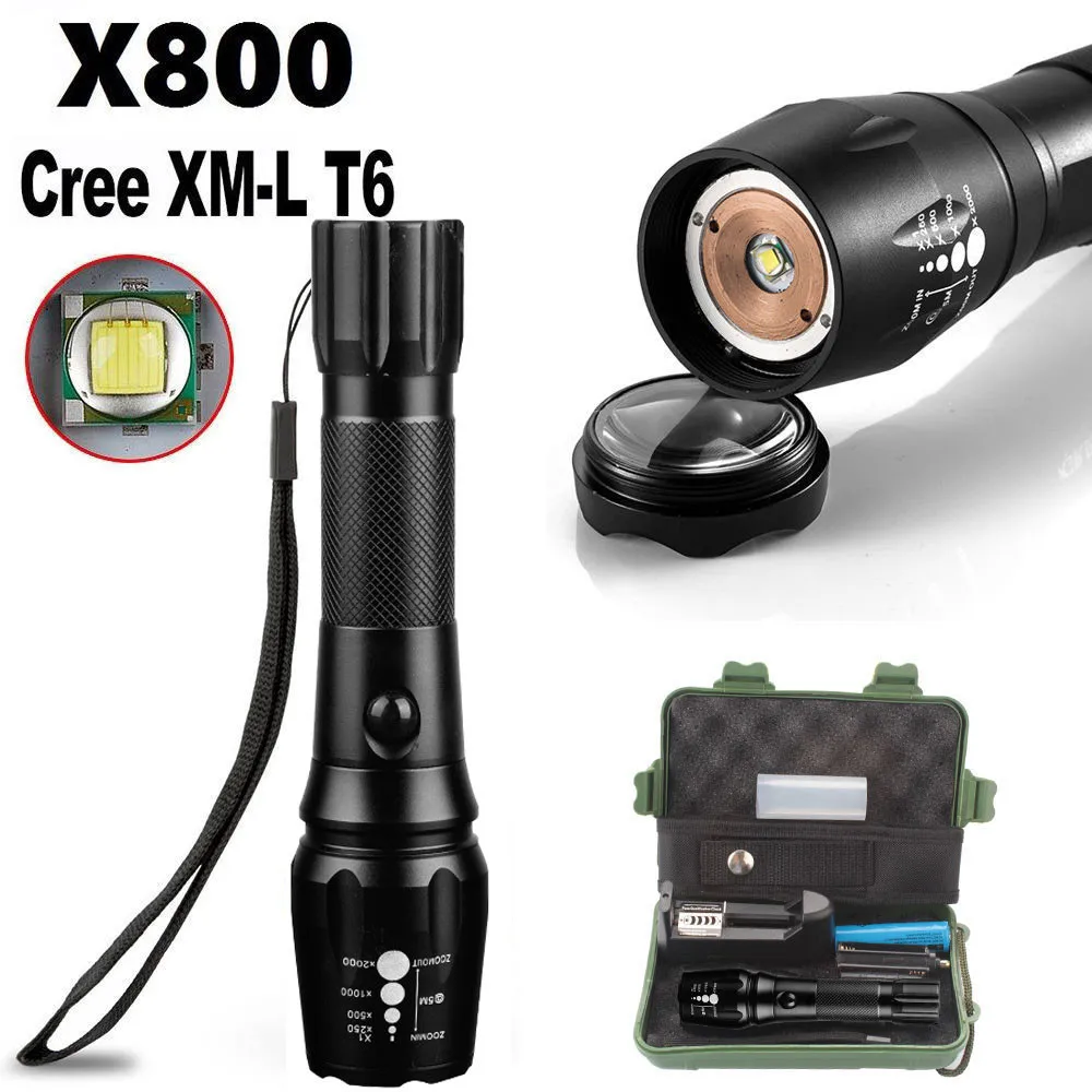 3000 люмен прочный G700 Zoomable CREE XML T6 светодиодный тактический фонарь+ аккумулятор 18650+ зарядное устройство+ чехол