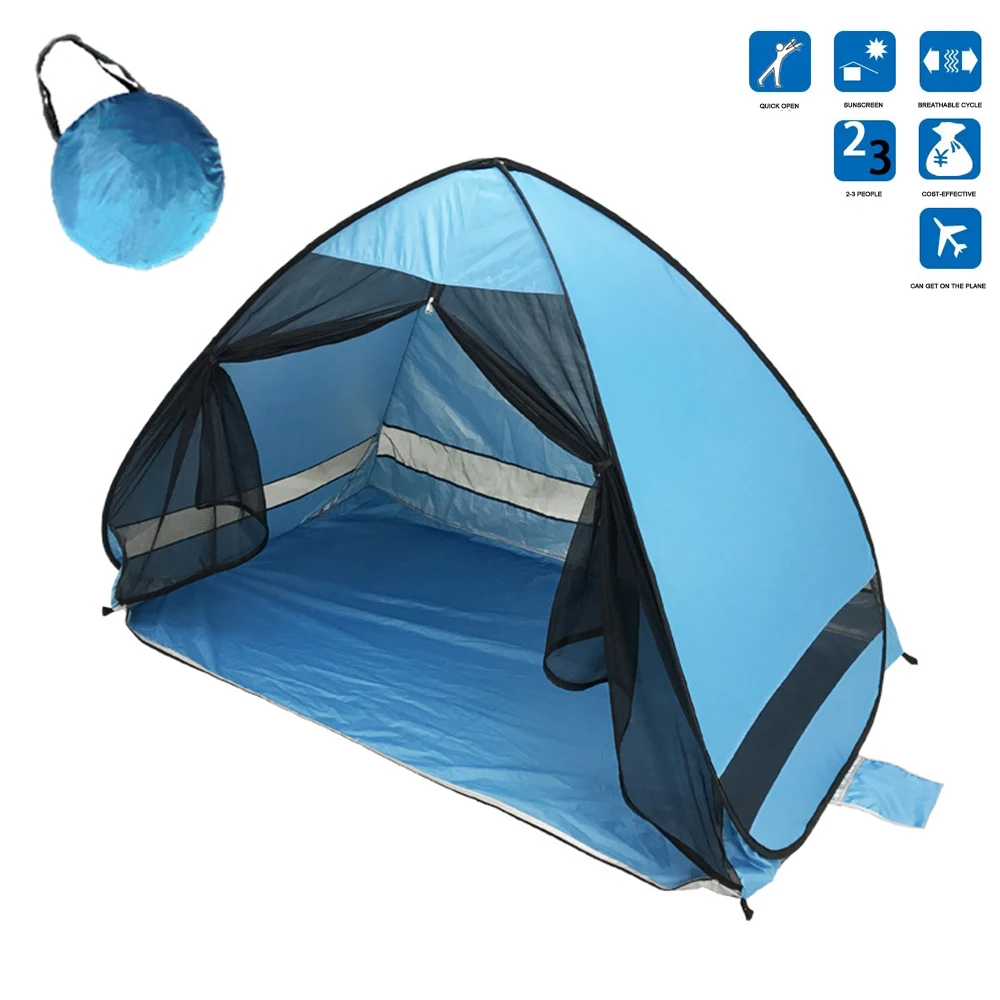 

Anti-mosquito beach shade tent with gauze UV protection Automatically camping outdoor portable beach tent with mesh curtain