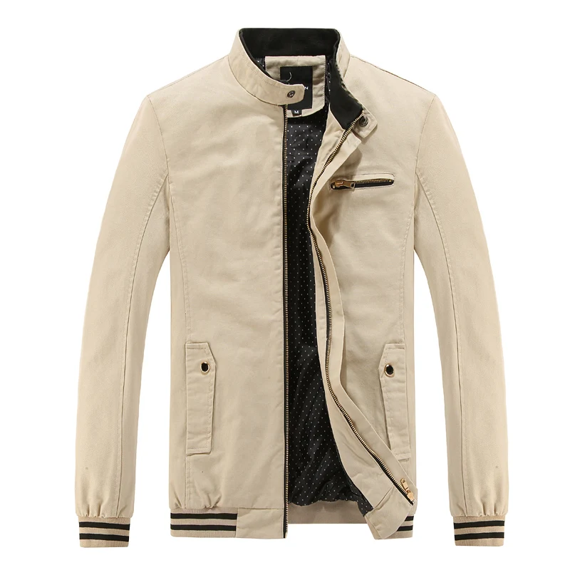 

VODOF Mens Jackets Spring Autumn Casual Coats Solid Color Mens Sportswear Stand Collar Slim Jackets Male Bomber Jackets 4XL