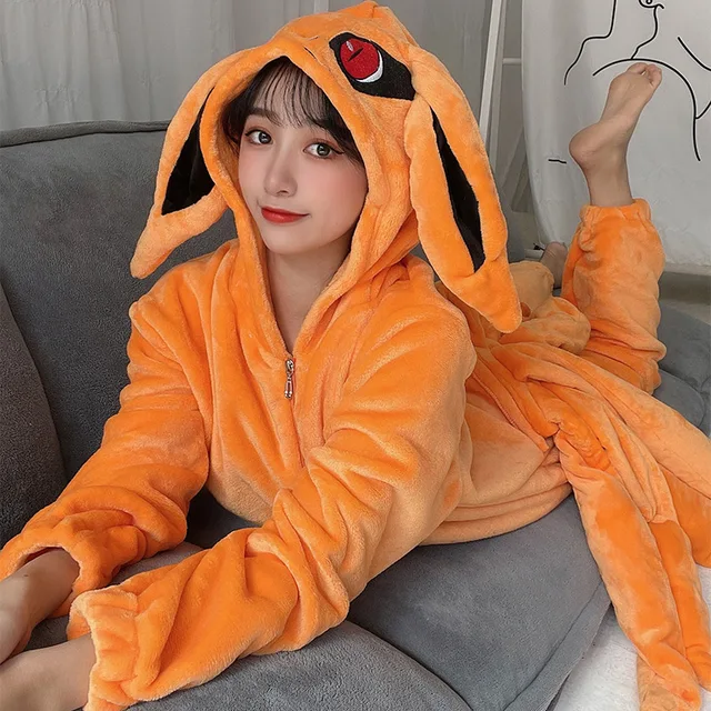 Pijamas de Anime Cosplay Unisex, ropa de dormir de franela, de camisón, ropa de casa, Kurama Kyuubi - AliExpress