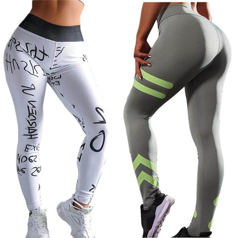 

Workout Leggings For Women Sports Pants High Waist Tights Letters Striped Female Gym Leggings Sports Pants For Women Yoga Pants