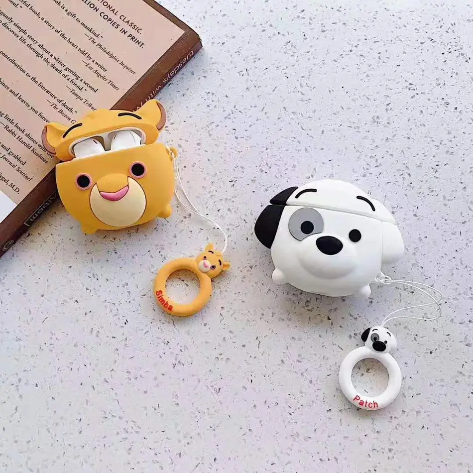 Для AirPods чехол 3D Забавный милый мультфильм животное Аватар чехол для Airpods 2/i10/i11 TWS Защитная крышка с кольцом на палец