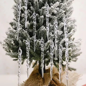

60PCS Christmas Ornaments Simulation Transparent Ice Icicles Onion Icicles DIY Accessories Pendant 13cm