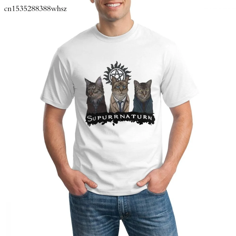 

Supernatural Cats Sam Dean Castiel Winchester graphic t shirt for men 2020