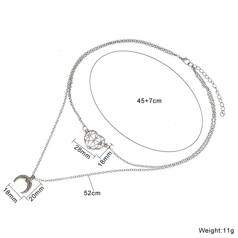 Бохо многослойный сплав звено цепи ожерелье сердца Подвески кресты/ожерелье s для женщин Девушка ювелирные изделия простое колье-ошейник