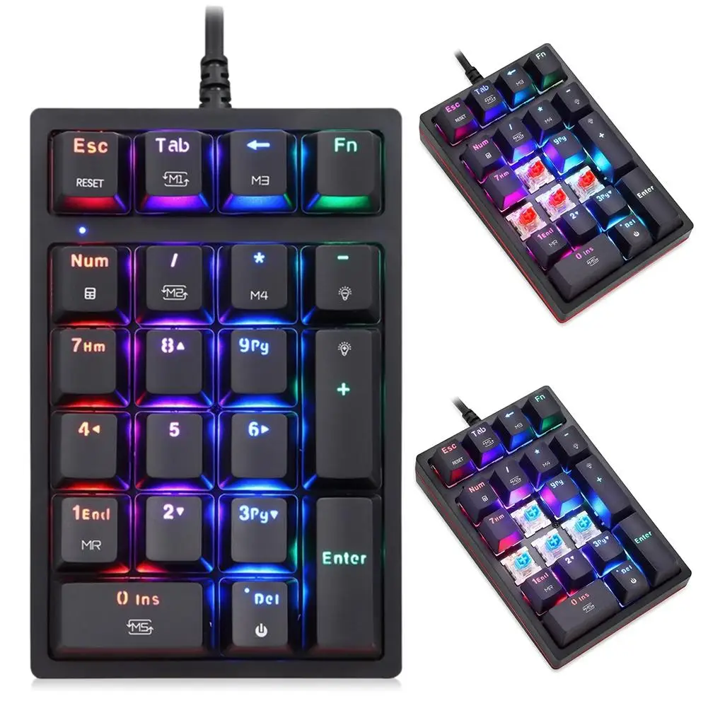 K24 светодиодная RGB подсветка Расширенная 21 клавиша Проводная Механическая