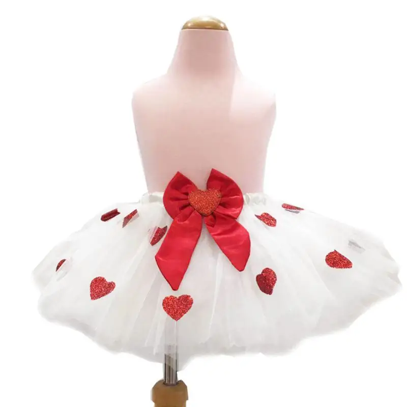 Юбка-пачка принцессы с бантом летняя одежда для маленьких девочек Детская Праздничная юбка-пачка с сердечками для девочек Детская разноцветная мини-юбка-американка