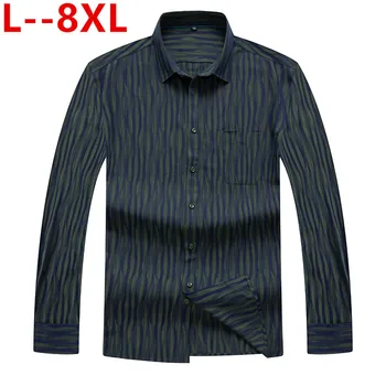 

Plus Big 8XL 6XL 5XL New Arrival Long Sleeve Men Shirts Cotton Formal Dress Shirt Male Fashion Slim Fit Striped Casual Shirt Men