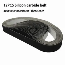 Ceintures en carbure de silicium, en tissu doux, grain de polissage pour bois et métal, 400 #600 #800 #1000 #, 12 pièces 