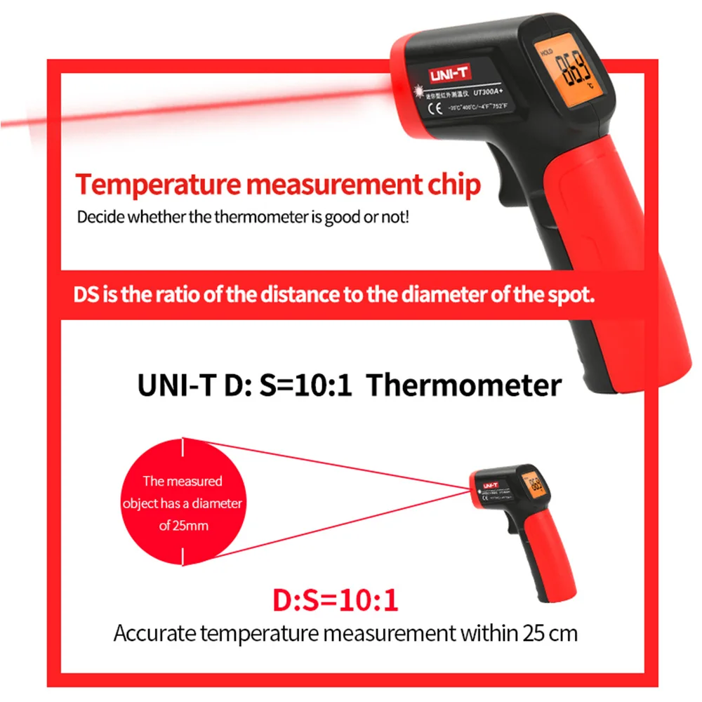 Digital Infrared Thermometer Uni-T UT300A+ non-contact Temperature Gun MAX 400C NEW
