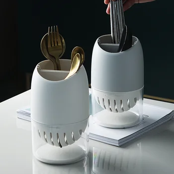 

Thours Chopstick Tube Plastic Kitchen Household Multifunctional Algal Mud Drain Chopsticks Cage Dust Cover Cutlery Storage Box