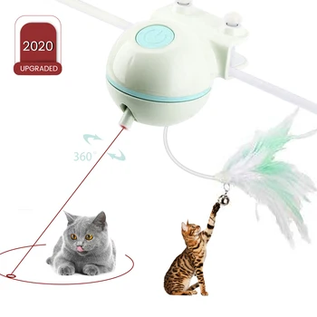 

Electric Cat Toys Automatic Interactive Cat Toy 360° Rotate USB Rechargeable with LED Light Feather for Cat Tree Chair Desk