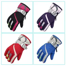 Детские Водонепроницаемые зимние лыжные перчатки для мальчиков и девочек; теплые уличные перчатки для верховой езды; ветрозащитные Нескользящие варежки с пряжкой