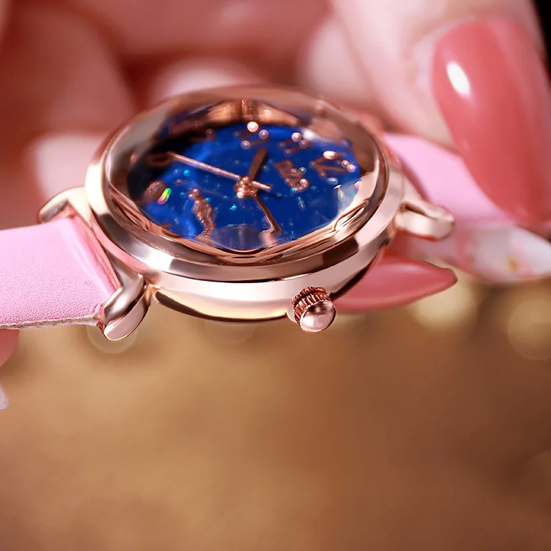 Luxury women's watch unisex starry sky frosted belt watch ladies embellished Roman scale leather watch Zegarek Damski