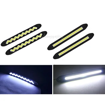 

2Pcs Car LED DRL Waterproof COB Daytime Running Light Flexible LED Driving LED Strip Lights White Blue 12V