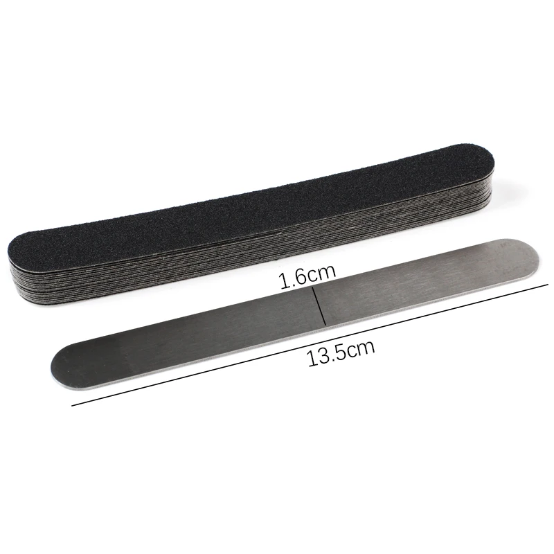 13.5*1.6CM Replaceable Nail Art Files 100/180/240 50Pcs Mini Self-Adhesive Sandpaper Pads Metal Handle Manicure Straight Sticks