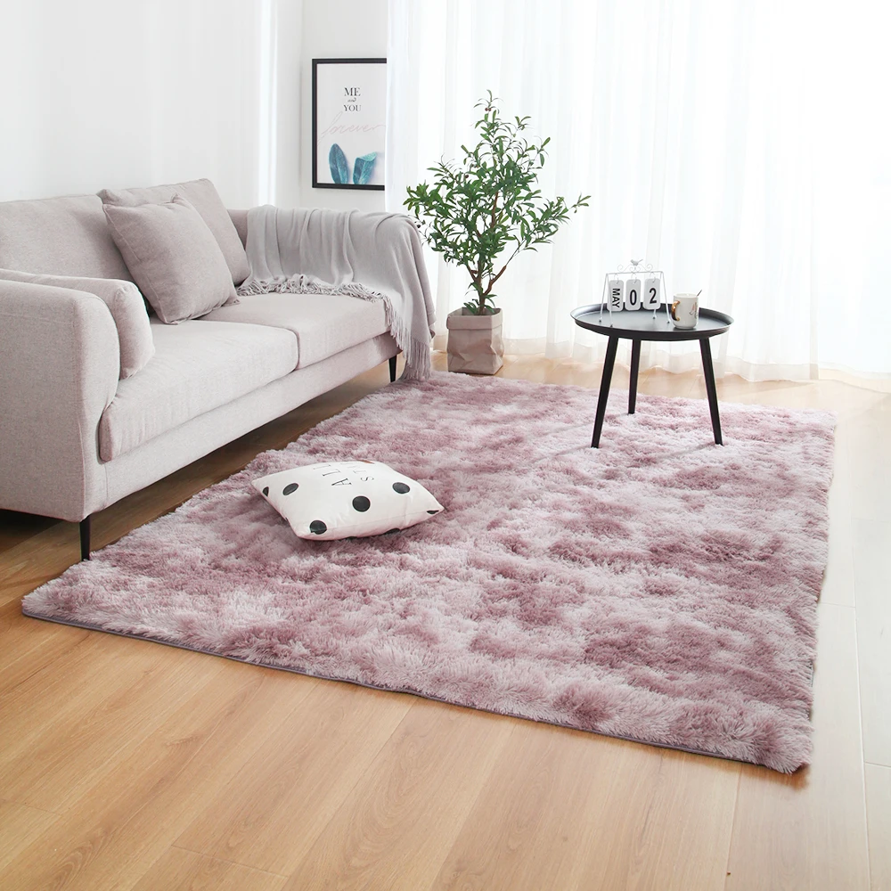 Серый ковер, крашеные плюшевые мягкие ковры, Противоскользящие коврики для спальни, водопоглощающие ковры для гостиной, спальни - Цвет: Pink-purple