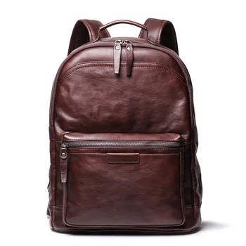 

New Genuine Leather Backpack Men Vintage Leather backpacks for school bag travel backpack male bag