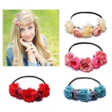 Розовая гирлянда для девочек, большая розовая гирлянда Mori Girl, лента для волос, реквизит для выступлений, свадебная фотография, аксессуары для волос для путешествий