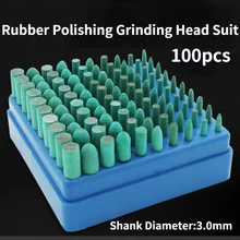 

100 Pcs Rubber Polishing Grinding Head Cylindrical Cone Type Suit / DIY Metal Jade Agate Mold Polishing Rubber Grinding Head