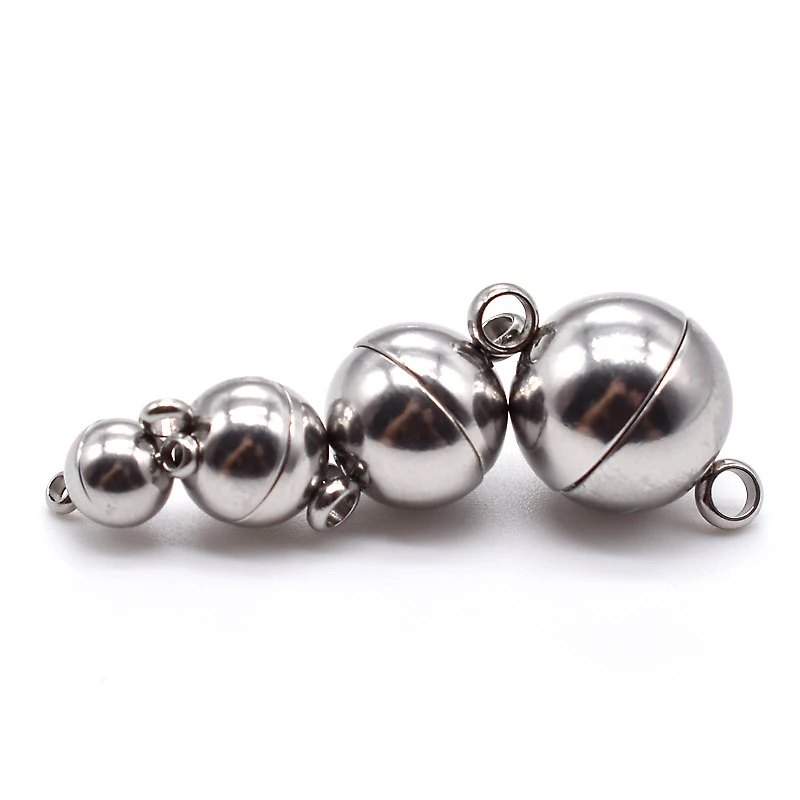 

5pcs/lot 6/8/10/12mm Stainless Steel Round Ball Magnetic Clasps for DIY Connectors Bracelet Jewelry Making Findings