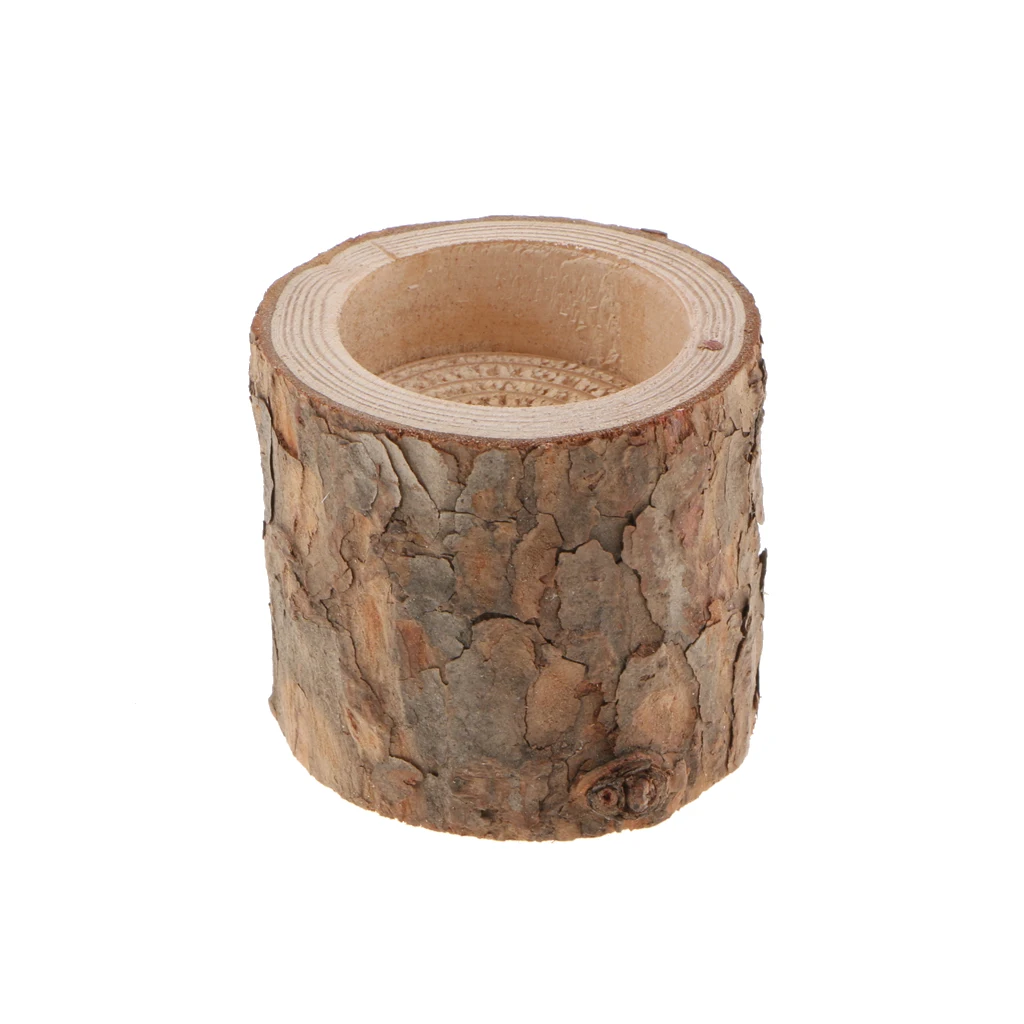 Wooden Tree Stump Tea Light Holder Candlestick for Home Wedding Decoration 5cm