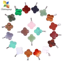 2021 Trendy Four Leaf Clover Necklace Earring Ring Charm Pendant 50pcs Natural Stone Pendant DIY Wholesale for Jewelry Making 1