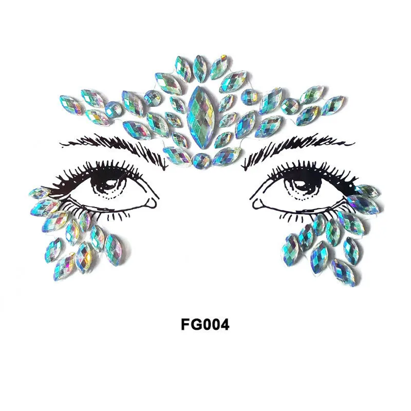 

Acrylic Crystal Face Sticker Resin Diamond Eyebrow Eye Face Adhesive Drill DIY Phone Case Party Festival Jewelry Sticker