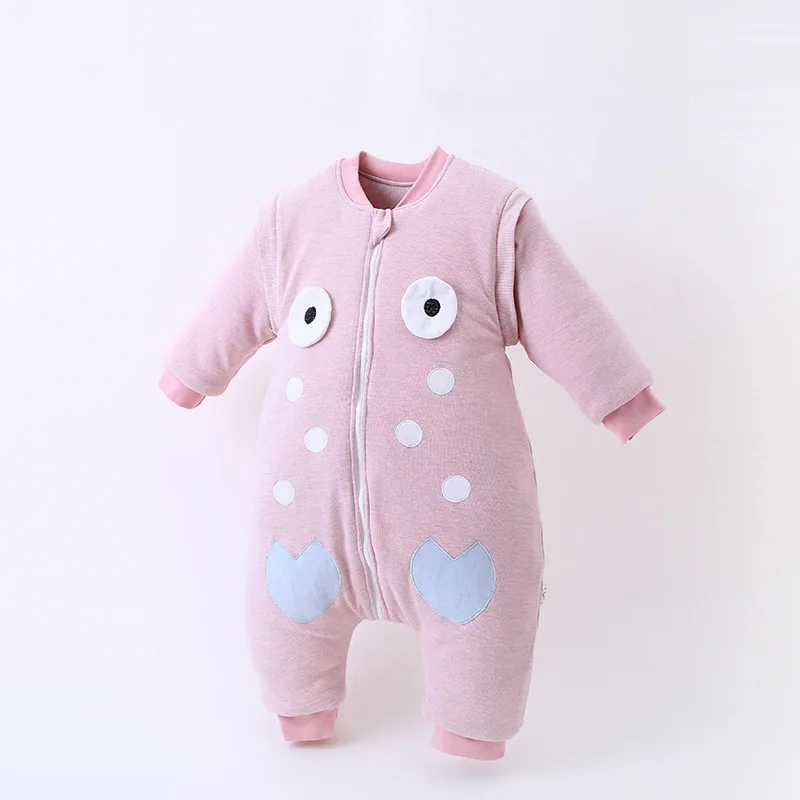 Cotton Baby Sleeping Bag Swaddle Wrap Winter Jumpsuits Children Pajamas Thick Warm Removeable Sleeve Kids Sleeping Sack