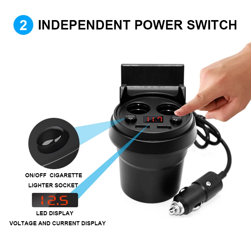 ACCNIC Unviersal 5V 3.1A Dual USB Автомобильное зарядное устройство и адаптер для прикуривателя с светодиодный дисплей быстрое зарядное устройство для iPhone samsung htc