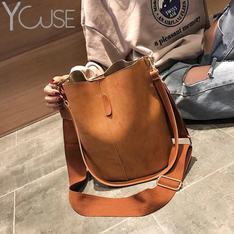 

Messenger bag Women Bucket Shoulder Bag large capacity vintage Matte PU Leather lady handbag Luxury Designer bolsos mujer Black