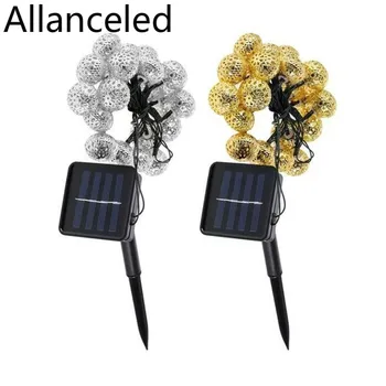 

2020 led Moroccan light ball solar string round battery light ball garden decoration outdoor colored light rope
