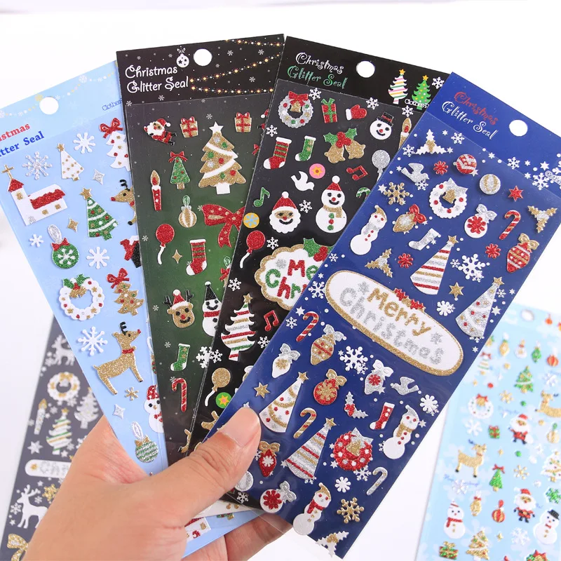 

Merry Christmas Party Bullet Journal Decorative Glitter Gold Stickers Scrapbooking Stick Label Diary Stationery Album Stickers