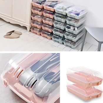 

Storage Organizer Transparent Stackable Box Home Household Plastic Shoe Hotel Plastic Shoe Box-Transparent