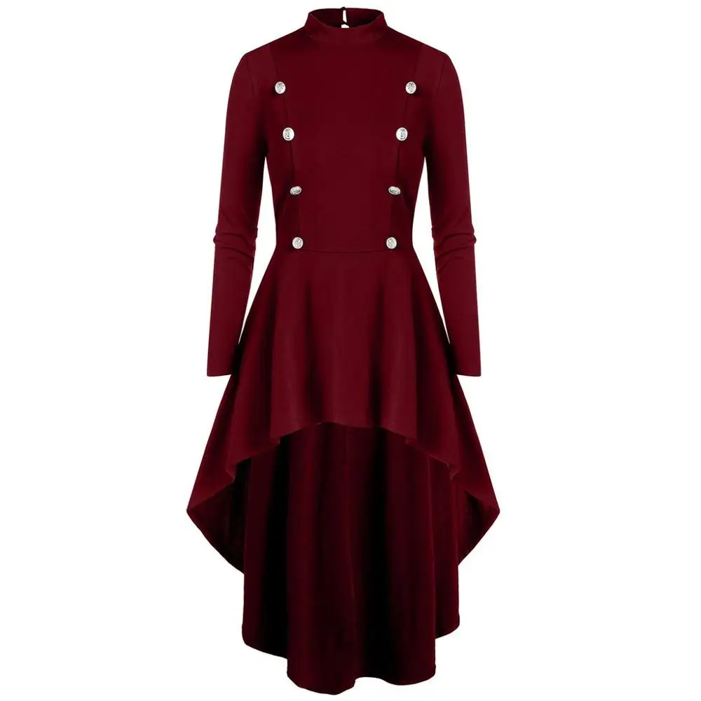 

Fashion Women Turtleneck Shirts Long Sleeve Buttons Gothic Asymmetrical Long Tee Top Spring Autumn Casual Top Female Clothing