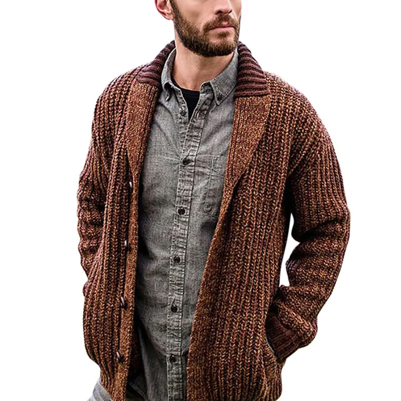 Men Cardigan Sweater 2020 Autumn Winter New Men's Long-sleeved Sweater Lapel Cardigan Button Knit Sweater Coat Tide Warm Men Cardigan Sweater 2020 Autumn Winter New Men's Long-sleeved Sweater Lapel Cardigan Button Knit Sweater Coat Tide Warm