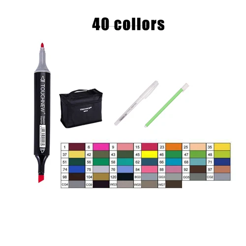 TOUCHNEW 40 colors Touchfive спиртовые маркеры двойной кончик кисти 24 30 40 60 80 168 цветов художественный маркер ручка манга Эскиз Рисование товары для рукоделия для художника - Цвет: TOUCHNEW 40 colors