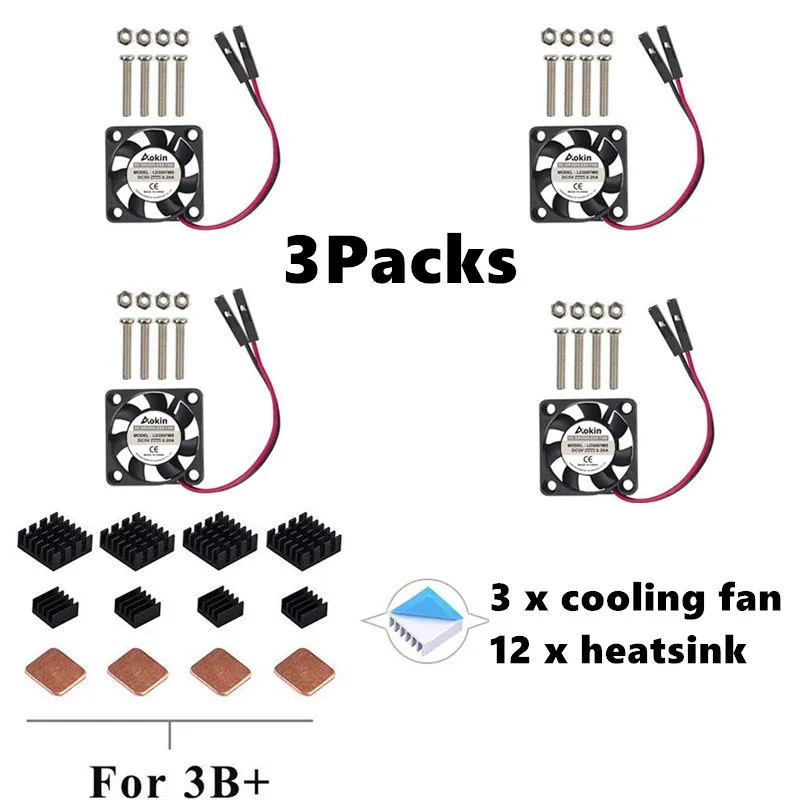 Raspberry Pi 4 вентилятора, Raspberry Pi Вентилятор охлаждения 30x30x7 мм DC 5 В Бесщеточный вентилятор охлаждения Raspberry Pi радиатор Pi 4 Модель B 3B+ Pi 3 - Цвет: 4 packs for RPI3 3B