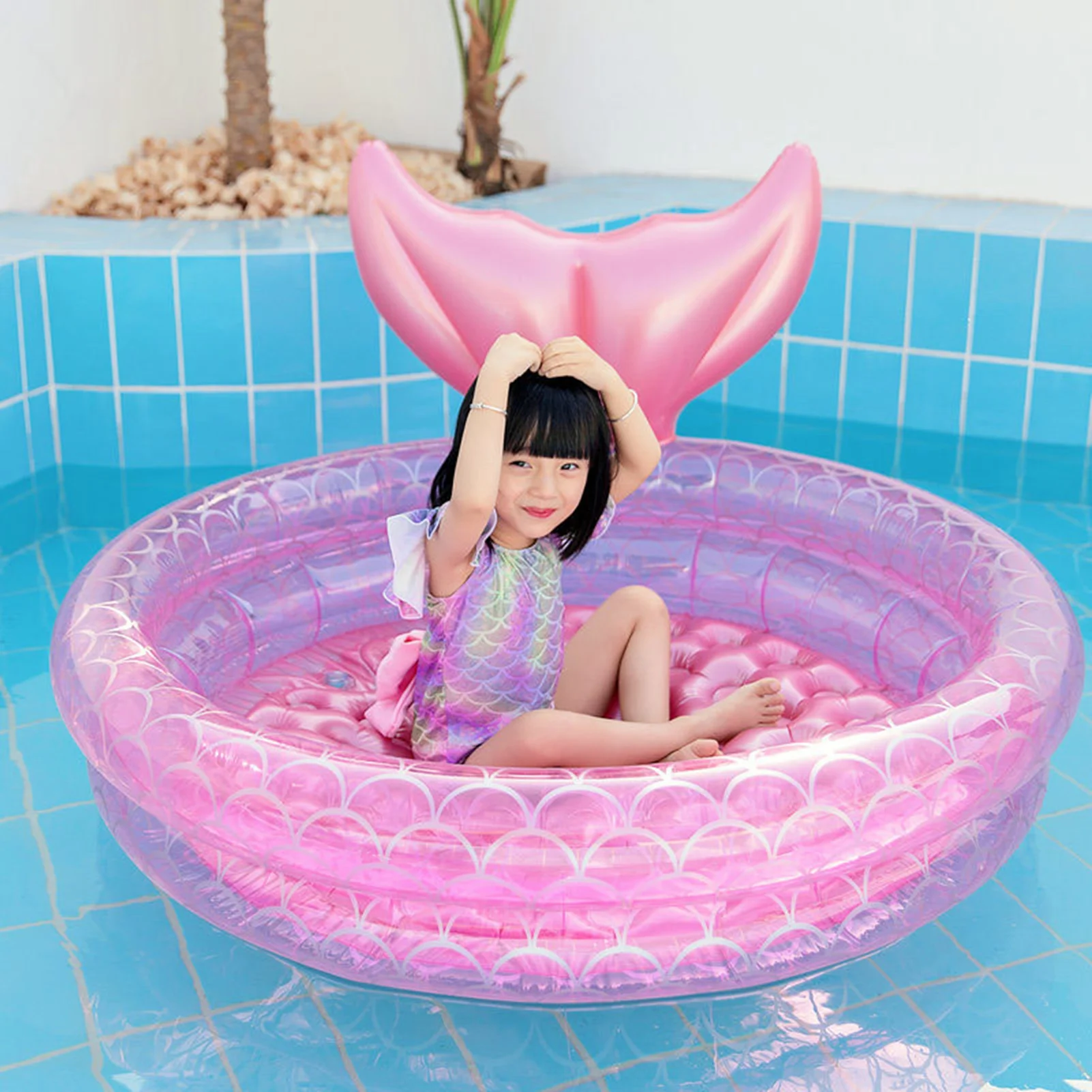 Piscina inflable de sirena para niños, flotador circular único para bebés, centro de juegos de agua al aire libre, piscina tina de baño inflable de verano
