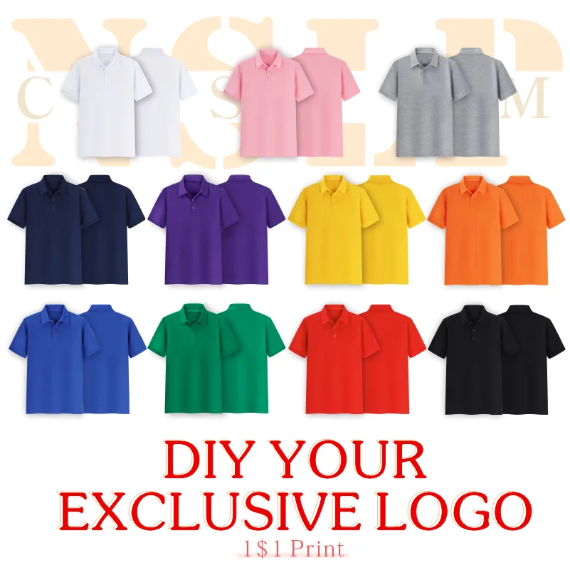 

Short Sleeve Lapel Polo Men's Solid Color Summer Versatile Classic Business Top Custom Embroidery Print LOGO NSLP