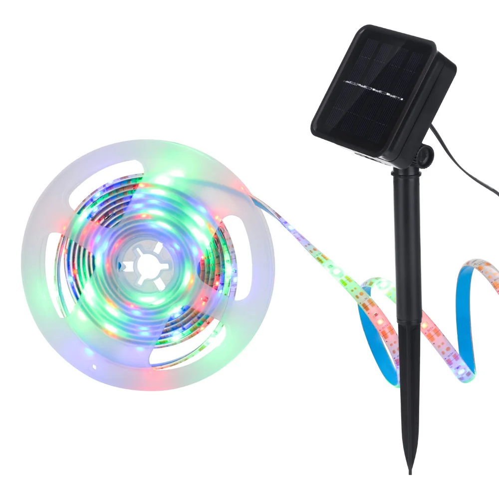 RGB Solar Powered LED Light Strip 90LEDs 2835 SMD Outdoor Waterproof
