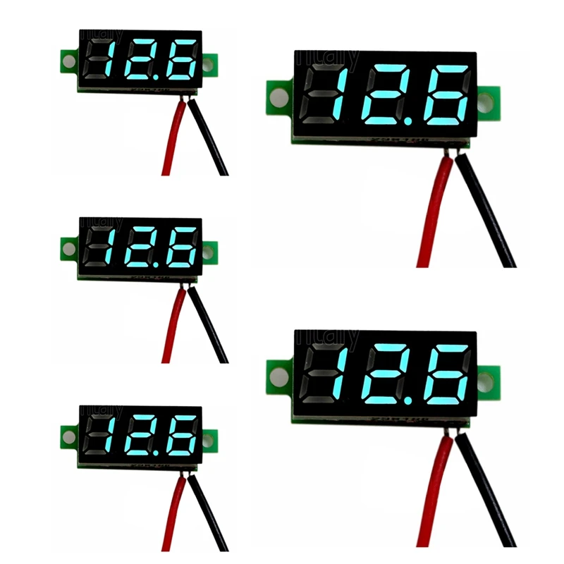 

5PCS Mini Blue DC 0-30V LED Panel Voltmeter 3-Digital Display Voltage Meter