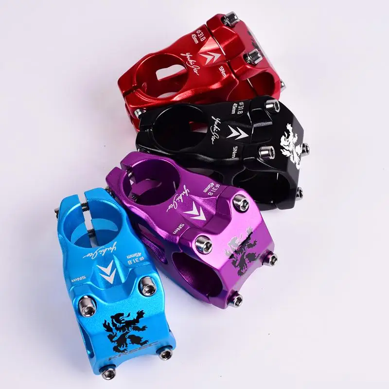 Bicycle Stem KRSEC mountain bike accessories Riser 3D forging 28.6*31.8*45MM ultralight short handle  Short 145g Red 0 degre