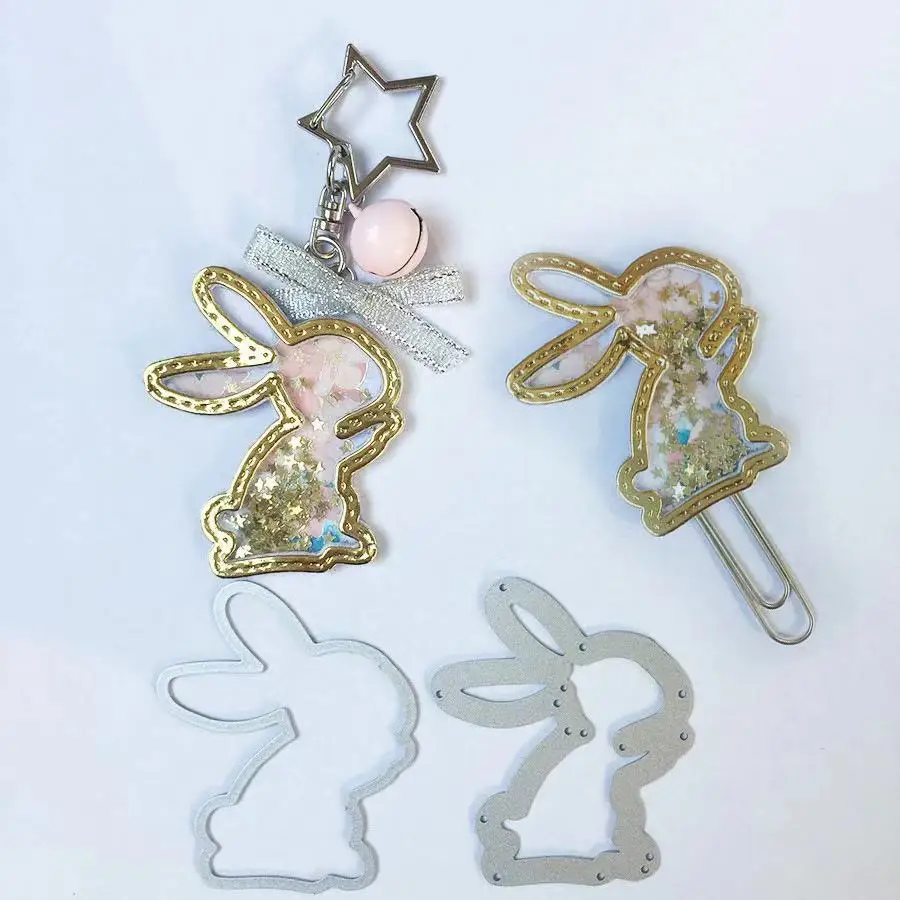 

2PCS Shake Card Cute Rabbit Happy Easter Theme Metal Steel Die-cutting Die for DIY Scrapbook Paper / Photo Greeting Card Making