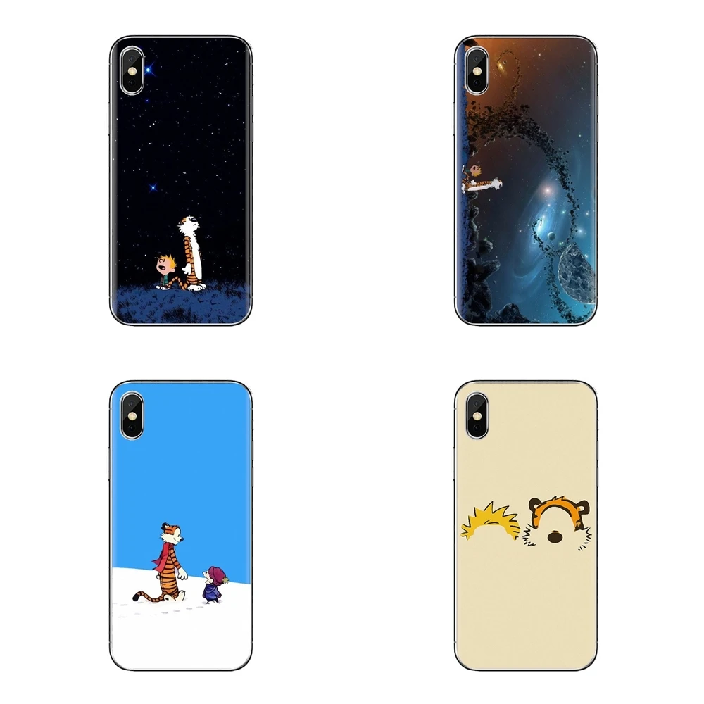 

For iPhone XS Max XR X 4 4S 5 5S 5C SE 6 6S 7 8 Plus Samsung Galaxy J1 J3 J5 J7 A3 A5 Soft Cases Cartoon calvin and hobbes movie